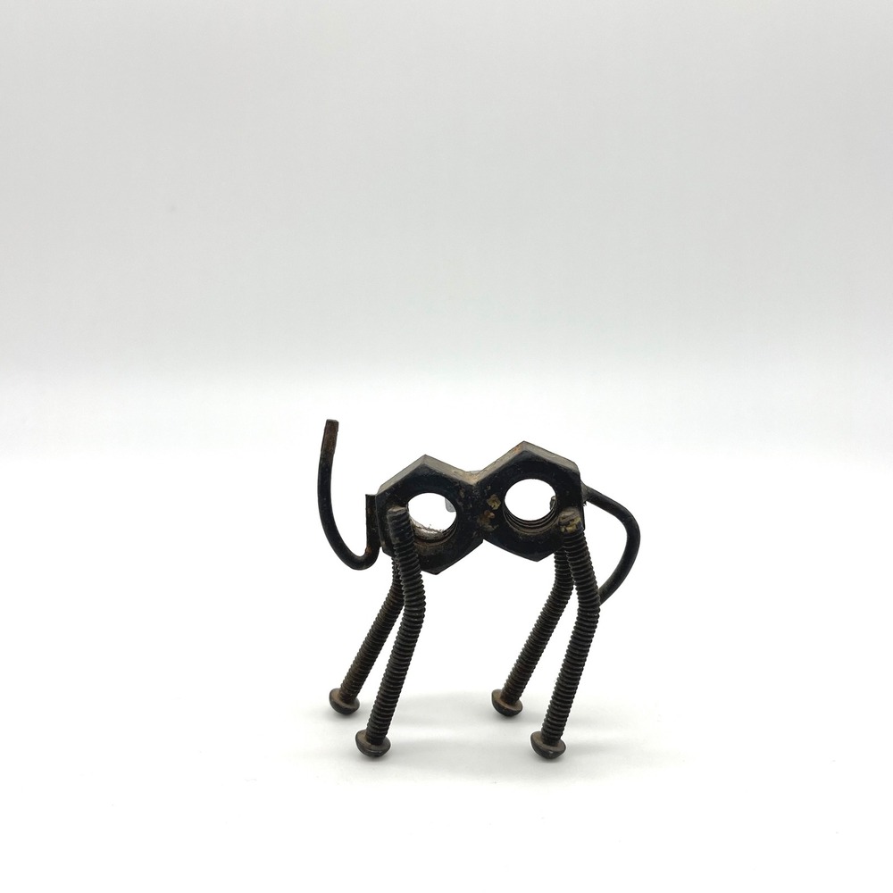 Upcycled Metal Nut Bolt Sculpture Folk‎ Art Industrial Decor Elephant